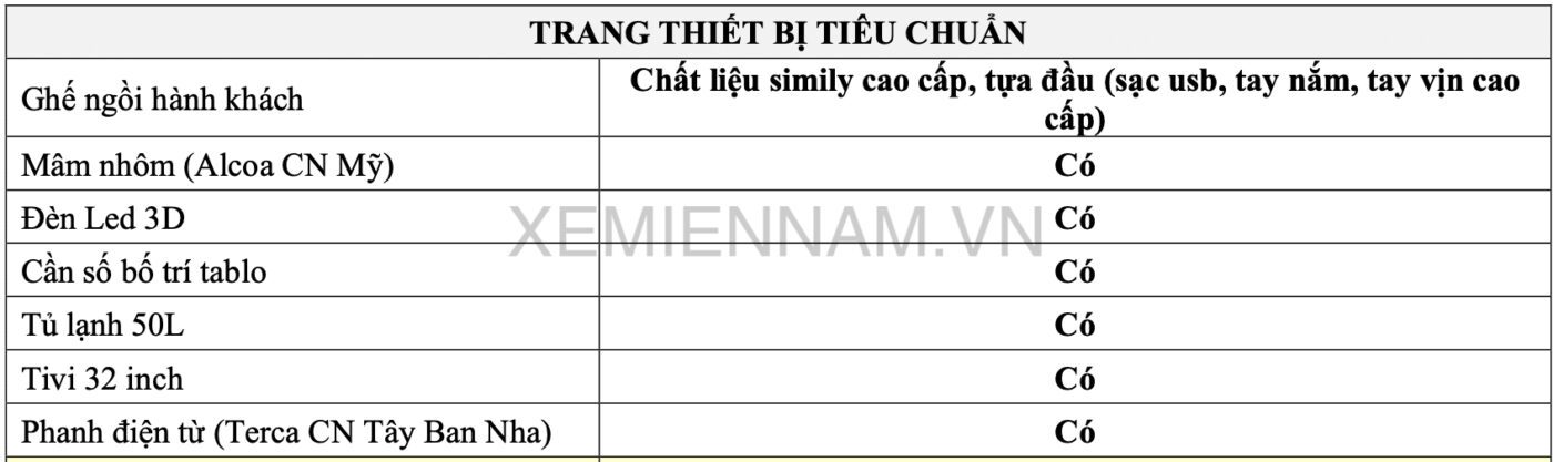 trang thiết bị xe Thaco Cruiser TB120S47A