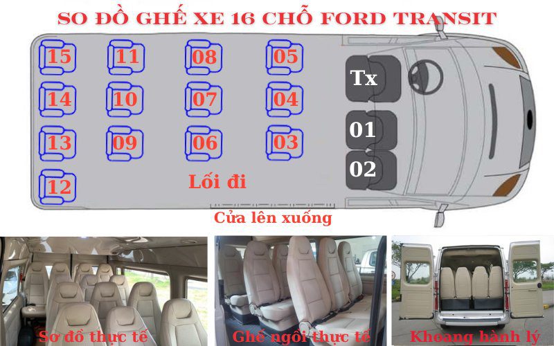 sơ đồ ghế ngồi xe ford transit